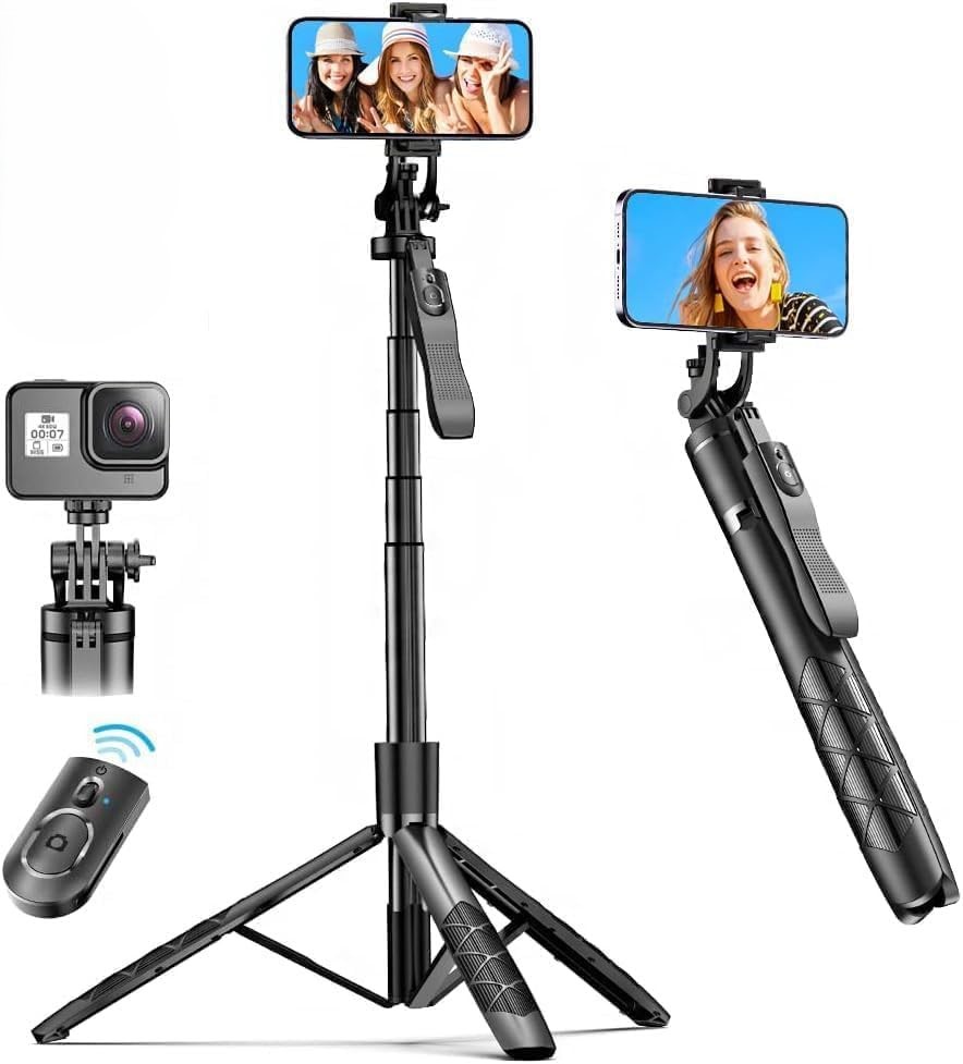 K-28 Long Video Stand Cum Selfie Stick Tripod with Remote - 360° Rotation Phone Stand with Wireless Remote Control, with light