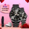 Olevs  Stainless Steel fashionable  Couple watches Full Black