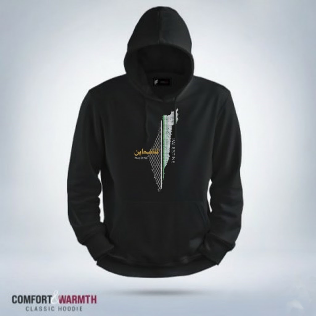 “Palestine-Map” Islamic Hoodie (Black)