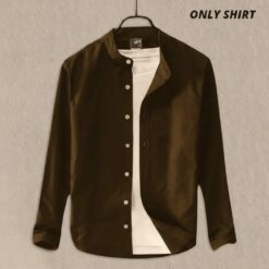 Men's Solid Colour  Ban color Shirt  ( deep Sepia )