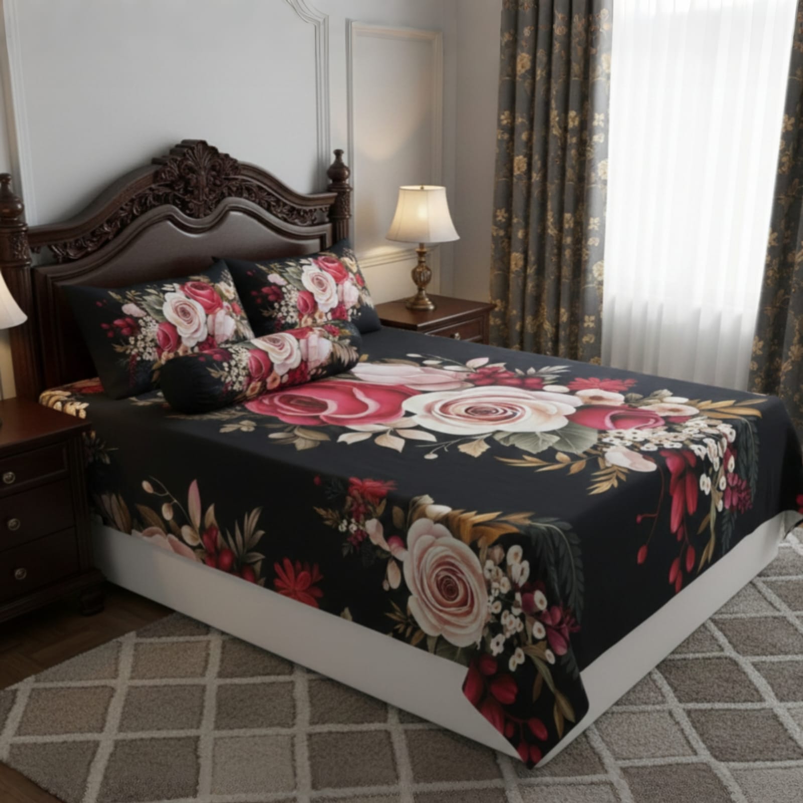 China Premium 3D Design Bed Sheet(red)