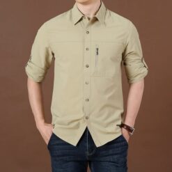 Kaiser Cotton Stylish Full Sleeve Shirt (Khaki)