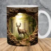 3D Deer Hole In A Garden Design Mug