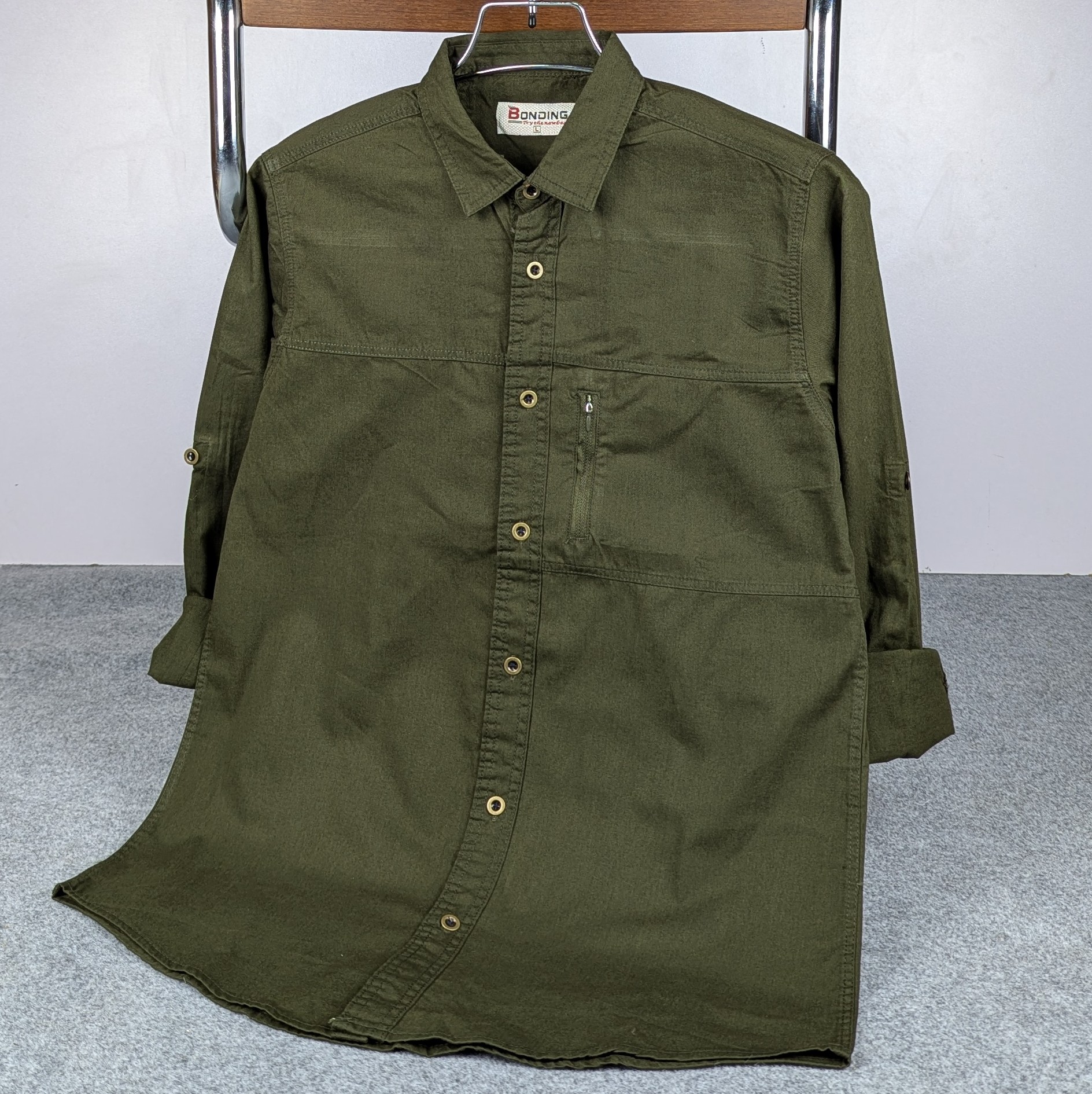 Kaiser Cotton Stylish Full Sleeve Shirt (Olive)