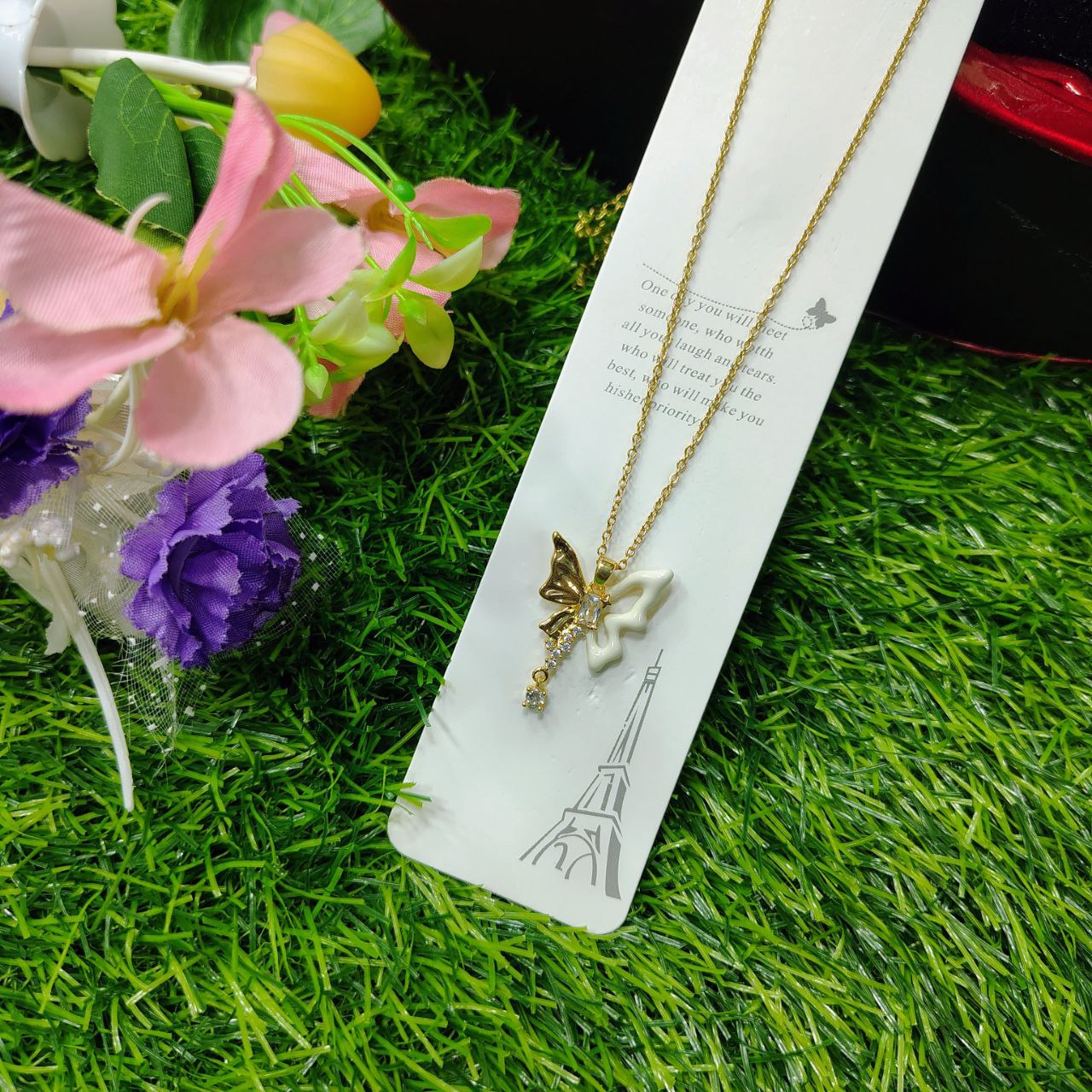 Fantasy Colorful Acrylic Butterfly Pendant Necklace For Womens