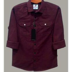 Double Pocket  shirt for men (maroon)