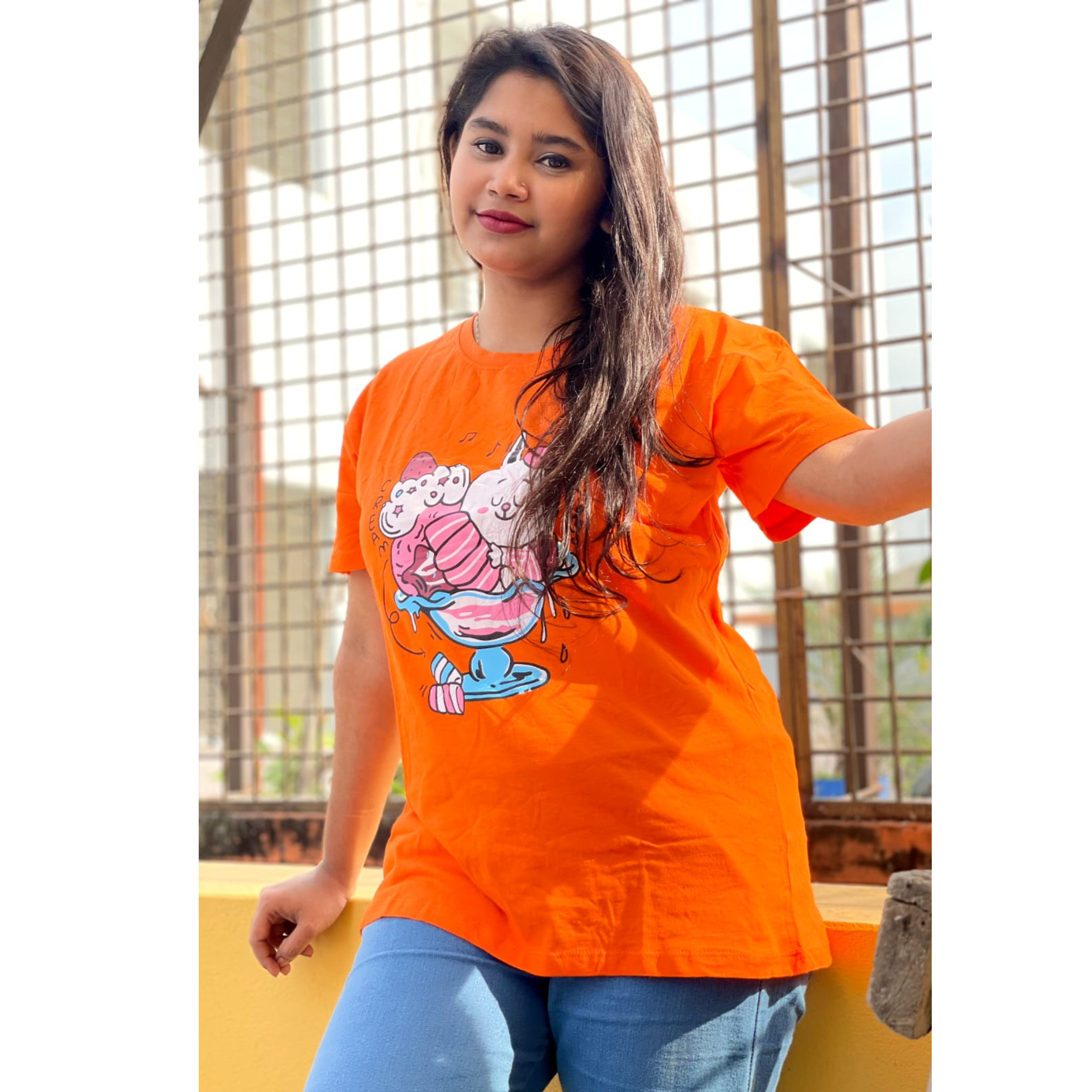 DTF Printed ladies T shirt | Half Sleeve Plain | Regular Fit Ladies T Shirt for Women & Girls |