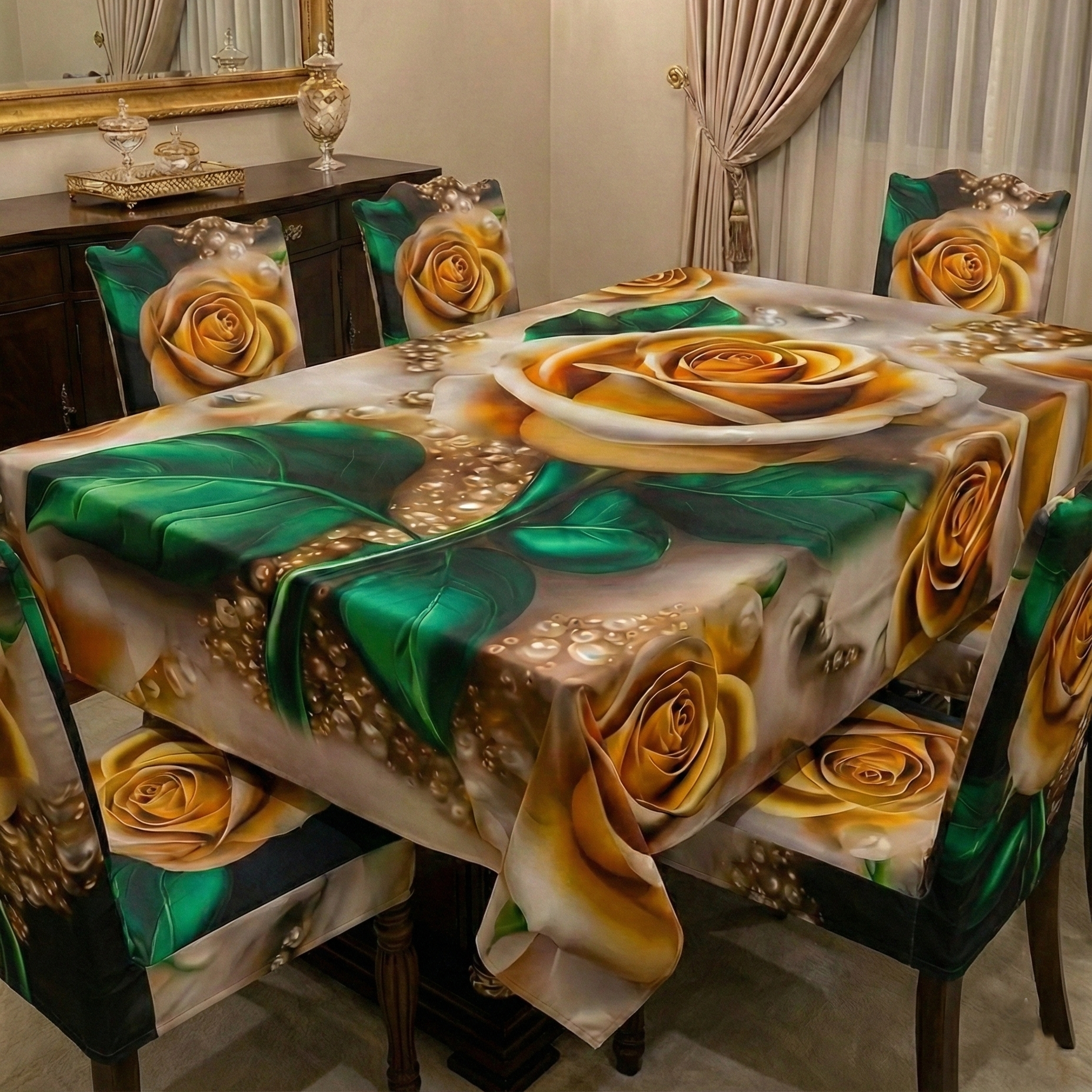 China Premium 3D Print Table Cloth Set